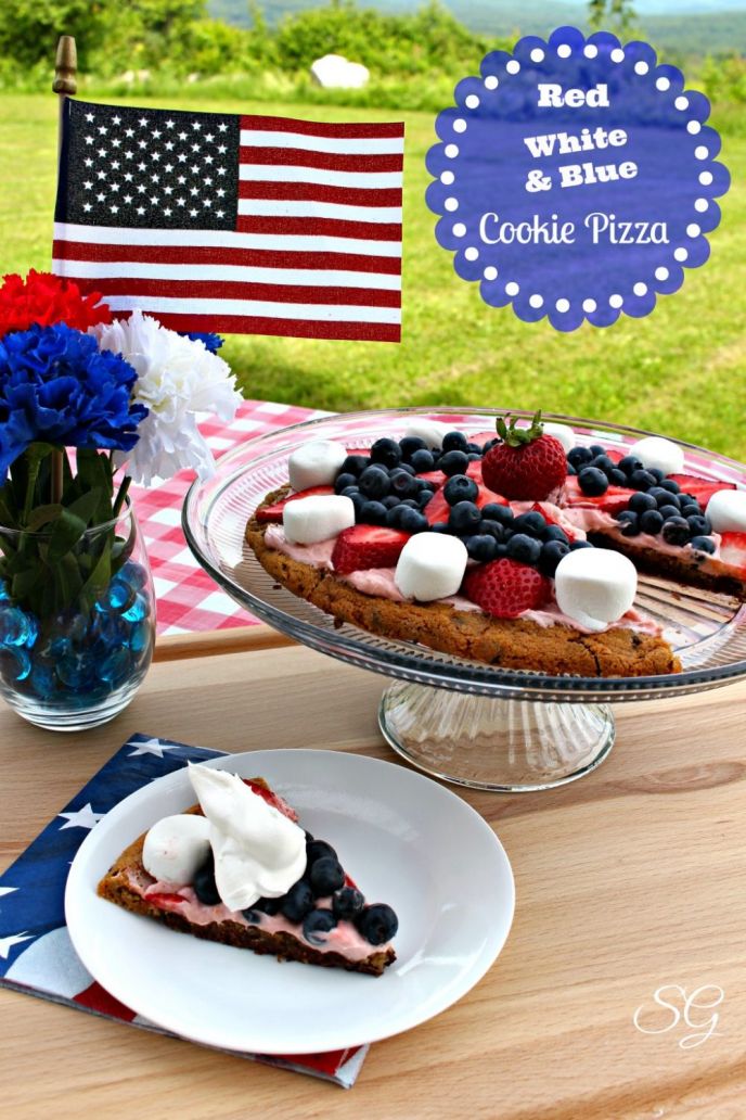 Grilled Dessert - Red, White, and Blue Cookie Pizza, Red, White and Blue Cookie Pizza