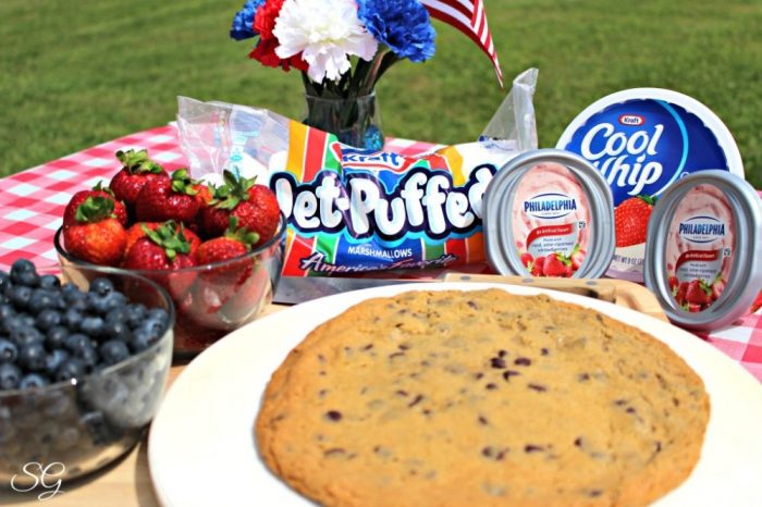 Grilled Dessert - Red, White, and Blue Cookie Pizza, Ingredients for 4th of July dessert recipe