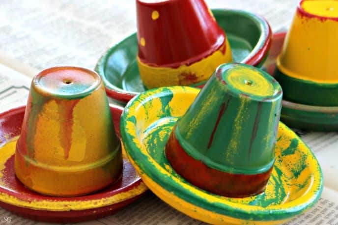 Cinco de Mayo Sombreros Terra Cotta Clay Pots