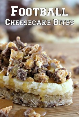 Celebrate football season with a tailgating football cheesecake bite! Check out these football cheesecakes with a SNICKERS® Crisper candy crust! Get the recipe!