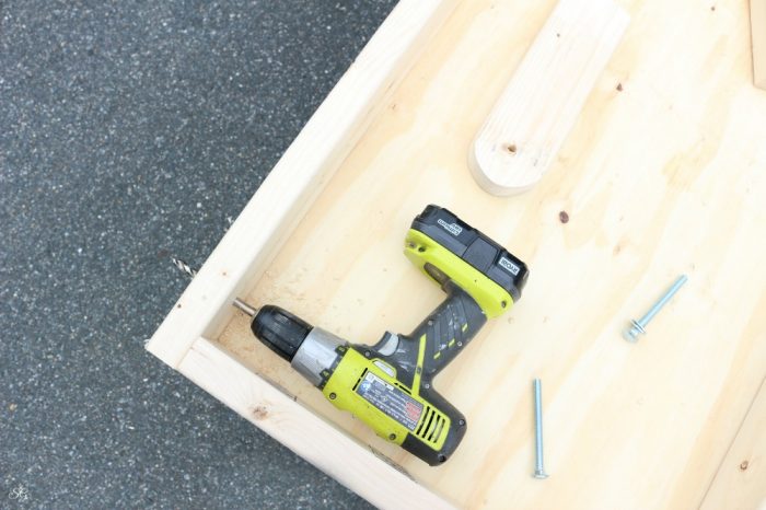 How To Make Cornhole Boards, Lag bolt holes for cornhole boards set