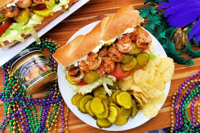 New Orleans Style Grilled Garlic Shrimp Po'Boys, Grilled Garlic Shrimp Po'Boys Sandwiches