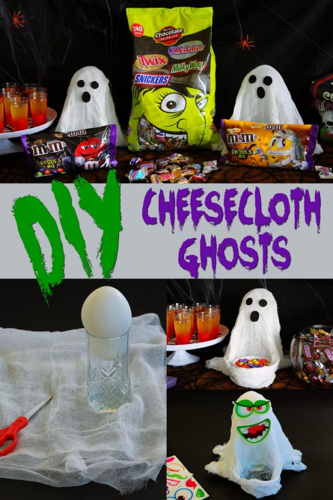 Cheesecloth ghost tutorial - Make these fun Halloween ghosts with just a few items! #FlauntYourHaunt #HalloweenCheeseclothGhost #Halloween