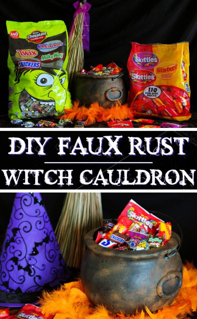 Rusty Witch Cauldron DIY Halloween Tutorial, DIY rusty witch cauldron for Halloween #FlauntYourHaunt
