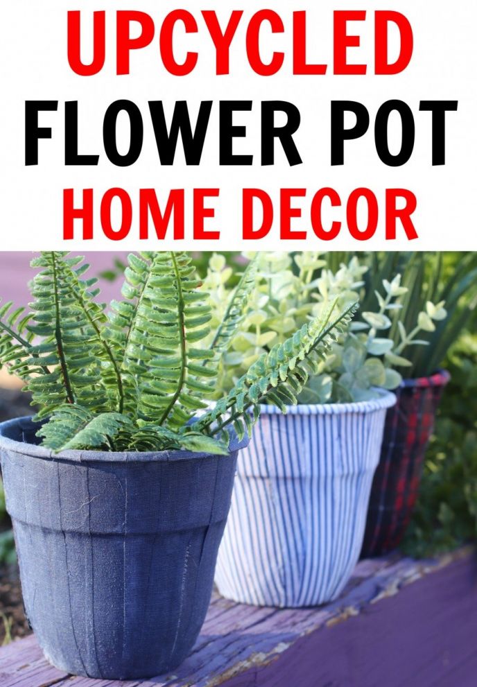 Mother's Day Flower Pot Craft, Flower pot decoration home decor piece made with upcycled men's shirts!