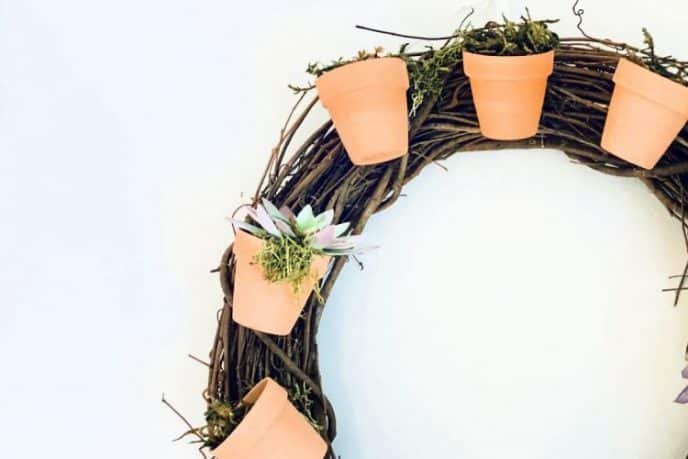 Succulent Wreath with Terracotta Pots 